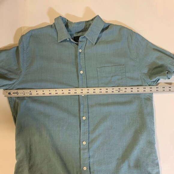 Rails Men's Fairfax Button Up Short Sleeve Teal Sea Green Cotton Shirt XL - Picture 11 of 13